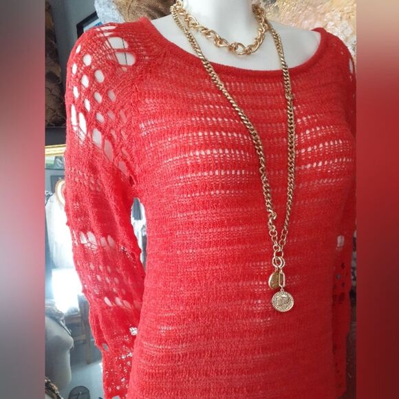 Zara Nwot Crochet Bright Red Knit Dress - Picture 13 of 15